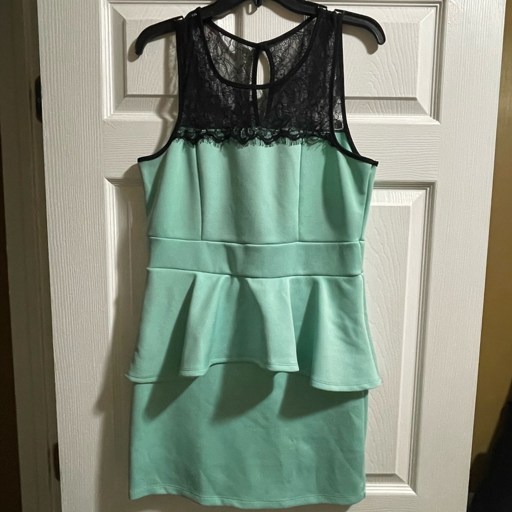 Trixxi Aqua or cool mint Peplum Dress - Picture 7 of 7